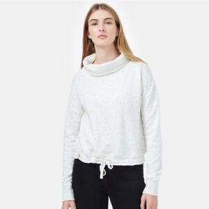 TEN TREE | speckled cowl neck long sleeve sweatshirt hoodie front tie sz large